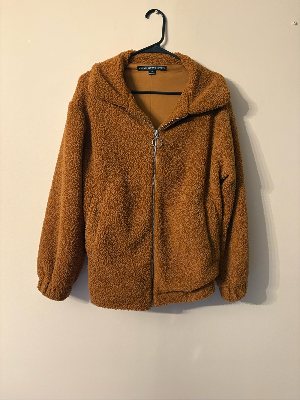 HYFVE Teddy Zip-Up Jacket in Camel
